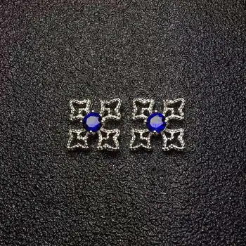 Prírodné Reálne Blue Sapphire Náušnice 925 Sterling Silver Šperky pre Ženy