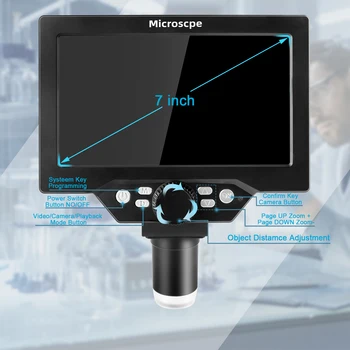 Elektronický Mikroskop 0-1200X USB Digitálny 12MPX Mikroskopom Vstavané lítiové Batérie, 7-palcový HD LCD Na Spájkovanie