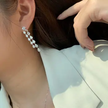 Aazuo Reálne 18K Biele Zlato Reálne Diamonds1.4ct Luxusné Double Line Stud Náušnice Nadaný Pre Ženy Rozšírené Svadobné Party Au750