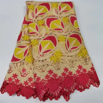 NI.AI Afriky Čipky Textílie 5 Metrov Vysokej Kvality Nigérijský Svadobné Party Asoebi Kamene Výšivky, Čipky Materiál LY124