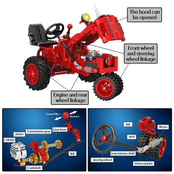 Mesto Klasický Starý Traktor Auto Stavebný kameň Pre DIY Prechádzky Traktora Truck Tehla Vzdelávacie Hračky pre Deti,