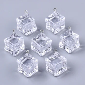 200Pcs Transparentné 3D Ice Cube Živice Charms Geometrické Ice Prívesky Pre Náušnice Náhrdelník Keychain DIY Šperky Čo Veľkoobchod