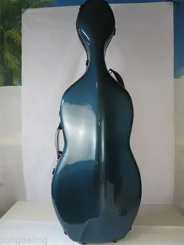 Modrá farba pevného violončelo prípade kompozitu uhlíka fiberello prípade 4/4 w/kolesá #10009