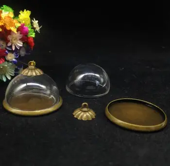100ks 25 mm Transparentné sklo dome cvover bronz á polovicu kolo loptu klasický zásobník korálky spp diy náhrdelník ampulka prívesky, darčeky