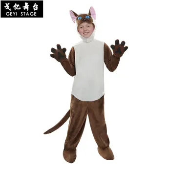 Halloween Zvierat Série Mačka Halloween Kostým Výkon Kostým Pre Dospelých Dieťa Thai Mačka Siamské Mačky Kostým Hracie Oblečenie