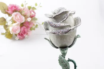 Princezná ruže kvet kovové vintage šperky box šperky zobraziť balenie klasická móda elegantné šperky držiteľ