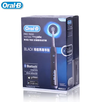Oral-B 3D Elektrická zubná Kefka Pro 7000 Smart Čierne S Bluetooth Ústne Hlboké Čistenie Elektrická Zubná Kefka 6 Typov Čisté Model Black