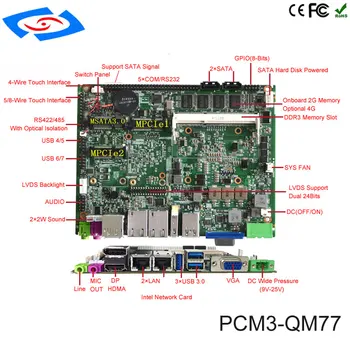 Vysoká Kvalita IPC Doske Vložené Priemyselné základná Doska Intel QM77 S dotykovou Funkciou Podpora 3G/WIFI