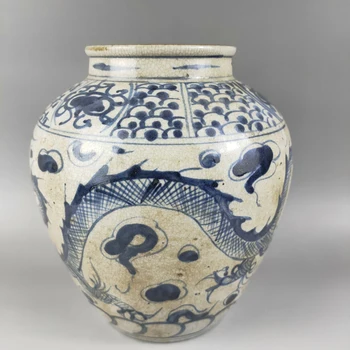 Nádherné Čínskej Klasickej Antickej Zbierky Domáce Dekorácie Modré a Biele Porcelánové Hrniec Jar,Maľované s Drak Vzory
