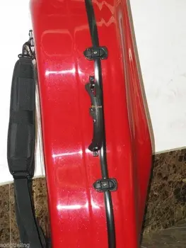 4/4 červené sklo violončelo prípade pevného s wheells #6711