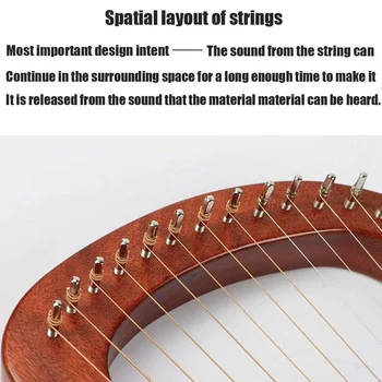 16 String Drevené Lýra Harfa Kovové Struny Mahagón Masívneho Dreva Sláčikový Nástroj so Ladenie Kľúča