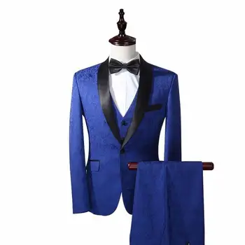 Kráľovská Modrá Ženícha Tuxedos Najlepší Muž Vyhovuje Groomsmen Jeden Tlačidlá Zákazku Muža Oblek Mužov Blejzre Bunda+Nohavice+Vesta Kostým Homme