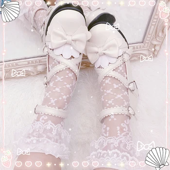 Japonský sladké lolita topánky kawaii dievča tea party princess kawaii topánky mäkké dievča retro čipky bowknot dámske topánky loli cosplay