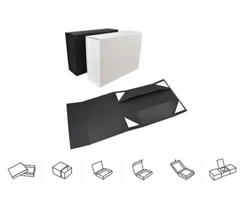 Skladacia Čierna Biela Pevného Darčekovej krabičke S Magnetickým Uzáverom Veko Prospech Boxy detské Topánky Úložný Box 22x16x10cm SN3878