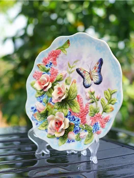 Ručne Maľované Ružová Motýľ Doska, Ručné Závesné Keramické Dosky, Zberateľskú Umelecké Dekoratívne Plakety pre vnútorné Steny Výzdoba