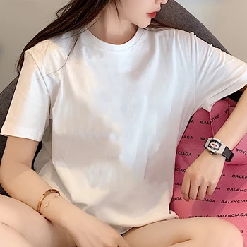 Biele Tričko Ženy Muži Lete Krátky Rukáv Pevné Jednoduché Dámske Tričko Bežné Topy pre Ženy kórejský Základné Pár Košele