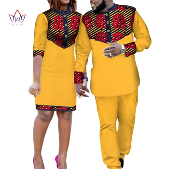 2021 Afriky Oblečenie Pre Pár Bavlneného Materiálu Dashiki Afriky Bazin Riche Ženy Šaty A Pánske Nohavice Set 2 Kusov Wyq222