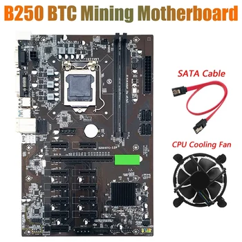 B250 BTC Ťažba základná Doska s procesorom Chladiaci Ventilátor+SATA Kábel 12XGraphics Kartu LGA 1151 DDR4 SATA3.0 pre BTC Baník