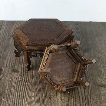 (Mini) Nádhernej Čínskej Klasickej Ručne Hexagon Krídla z Dreva Base/ Displej, Stojan / Mini Stolný Iiving Miestnosti Dekorácie