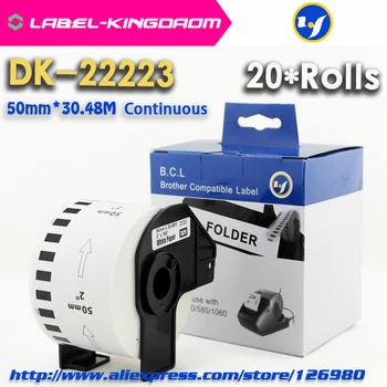20 Kotúčoch Kompatibilné DK-22223 Štítok 50mm*30.48 M Kontinuálne Kompatibilné Brat Tlačiarní QL-570 QL-700 Všetky majú Plastový Držiak