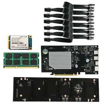 ETH-HSW2 BTC Ťažba Doska s 128G SSD+8G DDR3 RAM+6X6PIN na 8PIN Napájací Kábel 6XPCIE X16 Slot Grafickej Karty 70 mm