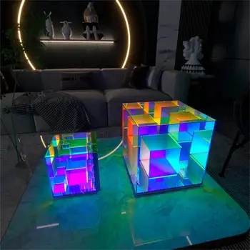 Nordic Cube Stôl Lampa Nočného Náladu Svetlá, Stavebné Dekoratívne 3D Akrylové študovňa Ornament Obývacia Izba Domova Strany