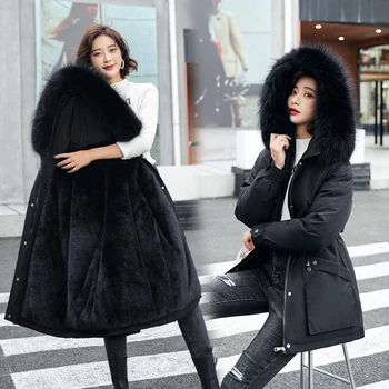 Zimné Bundy Ženy Poslať Prekonať 2021 Plus Velvet Bežné Kórejský Módne Oblečenie High Street Kapucňou Voľné Teplá Vetrovka Coats