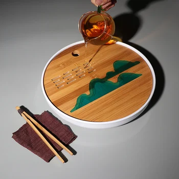 Japonský štýl jednoduché Melamín Bambusu Čaju Zásobník Domácnosti Tabuľka Suché Foaming Kung Fu Čaj Set Creative Skladovanie Typ Zásobníka Teaware