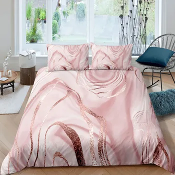 Luxusný Ružový Mramor posteľná bielizeň Nastaviť Dospievajúcich Chlapcov 3D Tlač Perinu Obliečky Domov Luxusné Housse De Couette Dekbedovertrek 3ks