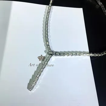 Nové Sterling Silver Farba Náhrdelník Temperamentu Osobnosti Had-tvarované Náhrdelník Ženy Clavicle Reťazca Luxusné Značky Šperky Darček