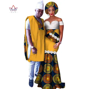 Nové Africké Nášivka Dlhé Šaty pre Ženy Bazin Riche Afrických Mužov Šaty, Tričko a Nohavice, Oblečenie Dashiki Afriky Oblečenie WYQ109
