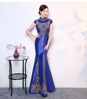 Fialová Cheongsam Ženy Tradičné Sexy Šaty Svadobné Qipao Výšivky Čínsky Orientálne Šaty Vestidos Formales Dlho QiPao
