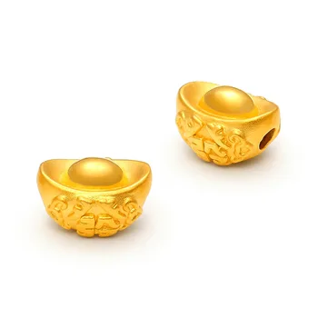 Čistý 24K Žlté Zlato Prívesok 999 Zlato 3D YuanBao Prívesok 1.31 g