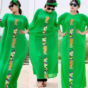 Polyester Tlač Afriky Šaty pre Ženy Lete Africkej Ženy O-krku Dashiki Dlhé Šaty Maxi Šaty Afriky Oblečenie pre Ženy