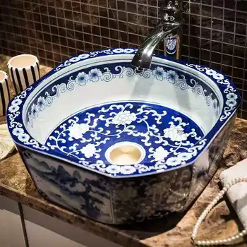 Modrej A Bielej Čínsky štýl povodí umenie fáze keramické umývadlo wc, umývadlá