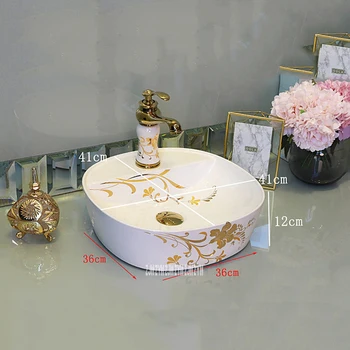 JS-B0063 Európskom Štýle Art Krásne Kvety, Oválne Umývadlo Ručné Keramika Drez na Umývanie Rúk Povodí Miske Nad Počítadlo Povodí