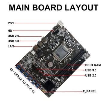 B250C Ťažba Doska s G3900 CPU+2XDDR4 4G 2666Mhz RAM+SATA Kábel+Switch Kábel 12XPCIE na USB3.0 Kartu Rada