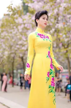 Aodai vietnam oblečenie cheongsam aodai vietnam šaty vietnamskej tradične šaty dlhé rukávy cheongsam moderné plus veľkosť