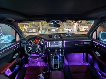 64-farebné LED Svietidlá Pre Porsche Macan 2018-2021 Auto podsvietený Panel Dverí Okolité Svetlo Dekoračné Atmosféru Osvetlenie Neon LED