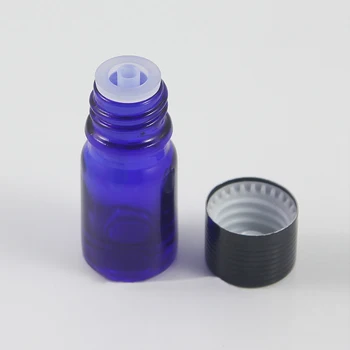 100KS veľa sklenená fľaša s čiernym hliníkové zátka 5ml cestovné sklo dávkovač