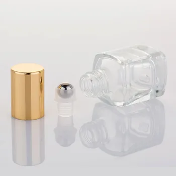 360pcs/veľa 5ml Námestie Číre Sklo Navi Fľaša Mini Sklenené Fľaše S Oceľové Gule, Valca Pre Esenciálny Olej Parfum