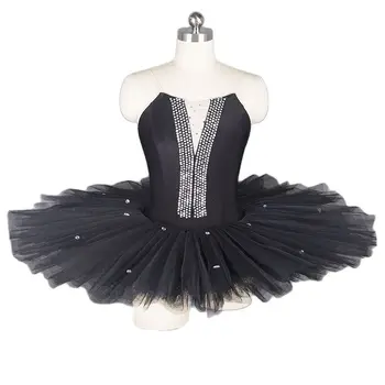 Black Pre-profesionálne Balet Tutu pre Dievča a Ženy Spandex s Kamenné dekorácie Balerína Tutu