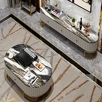 Postmoderných minimalistický mramoru svetlo luxusné TV, skriňa, konferenčný stolík zmes talianska luxusná obývacia izba Hong Kong štýl modelu