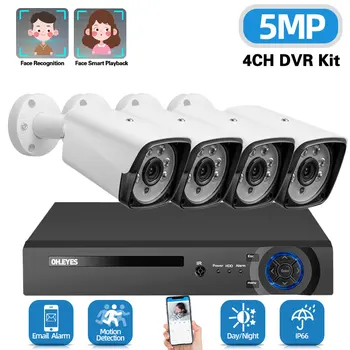 H. 265 5MP kamerovým Systémom s DVR 4CH Vonkajšie Nepremokavé Bullet Kamera kamerový Systém Kit CCTV Security Kit