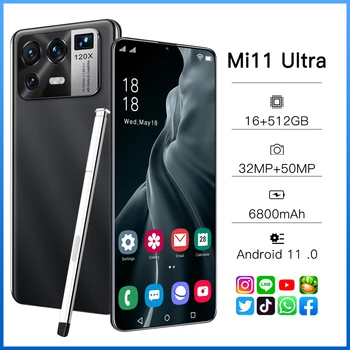 Globálna Verzia Odomknúť Smartphone Mi11 Ultra 6.7 Palcový Smartphone 16+512G 6800mAh 32+50MP HD Displej Mobilného Telefónu 5G Telefón Android