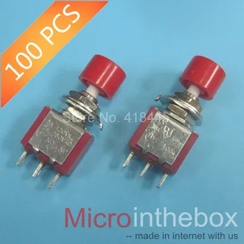 100KS/VEĽA prepínač on/off samostatne obnoviť zatlačte na 3pin 250V/2A 120V/5A Mini Latching červené tlačidlo