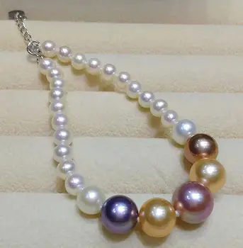 Elegantné kolo south sea 8-12 mm multicolor perlový náramok 7.5-8