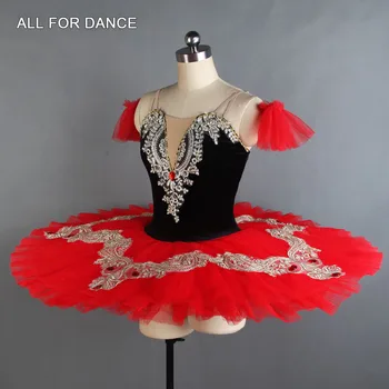 Nové Čierne Velet Živôtik So Striebornou Obrubou Červená Tylu Pro-profesionálny Balet Fáze Výkonu Tanečné Nosiť Tutu BLL124