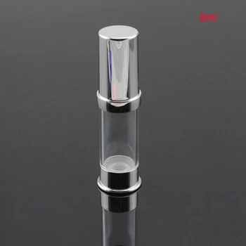 100ks 5ML mini priehľadnými airless fľašu s silver top sérum,5 ml vzorka test airless Fľašiach
