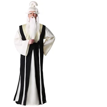 Dospelých Halloween Cosplay Plášť Biely-browed Taoistických Kňaz, Mních, Cosplay Knight Robe Klubu Strany Cosplay Kombinézach pre Mužov
